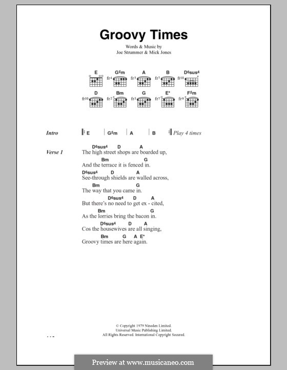 Groovy Times (The Clash): Lyrics and chords by Joe Strummer, Mick Jones
