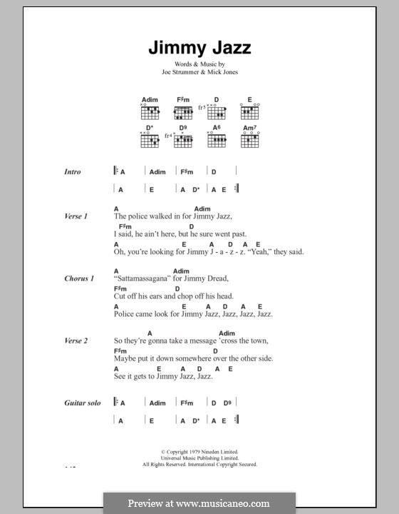 Jimmy Jazz (The Clash): Lyrics and chords by Joe Strummer, Mick Jones