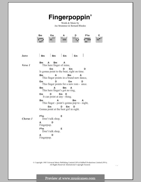 Fingerpoppin' (The Clash): Lyrics and chords by Bernard Rhodes, Joe Strummer