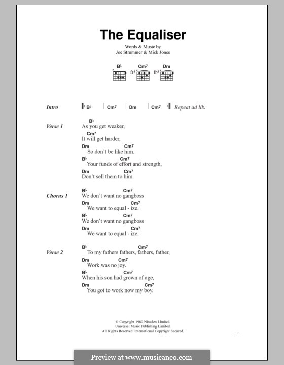 The Equaliser (The Clash): Lyrics and chords by Joe Strummer, Mick Jones