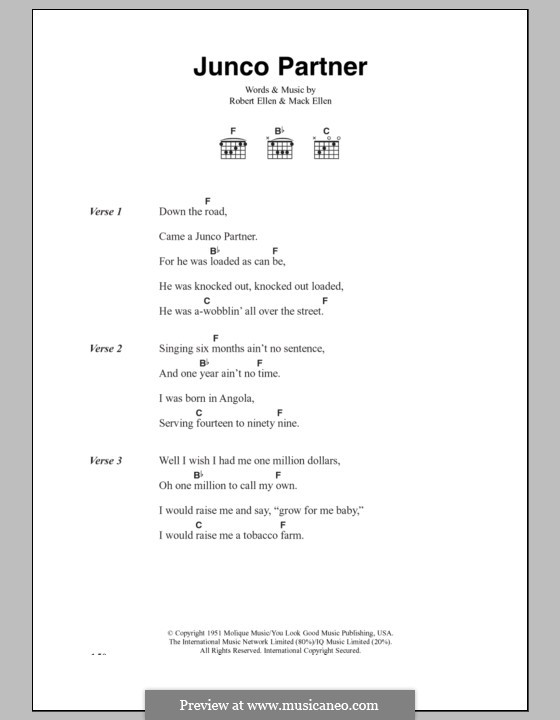 Junco Partner (The Clash): Lyrics and chords by Mack Ellen, Robert Ellen