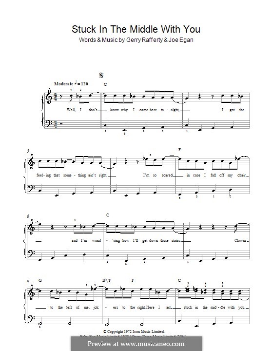 Stuck in the Middle with You (Stealers Wheel): For easy piano by Gerry Rafferty, Joe Egan