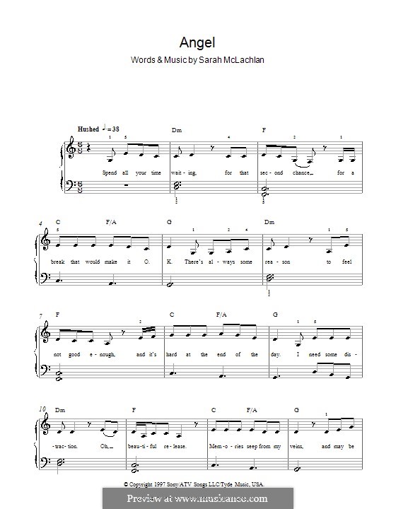 Angel: For easy piano by Sarah McLachlan