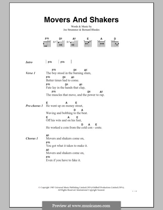 Movers and Shakers (The Clash): Lyrics and chords by Bernard Rhodes, Joe Strummer
