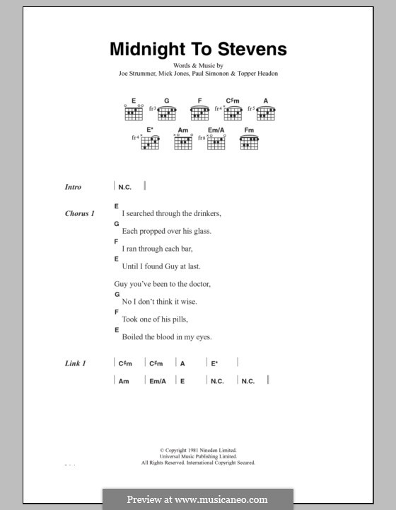 Midnight to Stevens (The Clash): Lyrics and chords by Joe Strummer, Mick Jones, Paul Simonon, Topper Headon