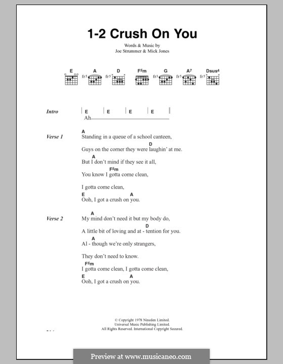 1-2 Crush on You (The Clash): Lyrics and chords by Joe Strummer, Mick Jones