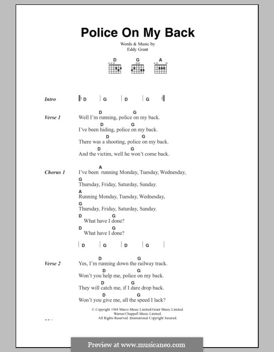 Police on My Back (The Clash): Lyrics and chords by Eddy Grant