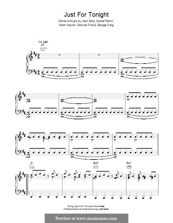 Just for Tonight (One Night Only): For voice and piano (or guitar) by George A. Craig, Daniel Parkin, Jack Sails, Mark Hayton, Samuel Ford