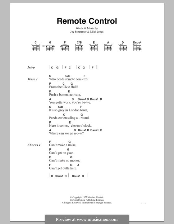 Remote Control (The Clash): Lyrics and chords by Joe Strummer, Mick Jones