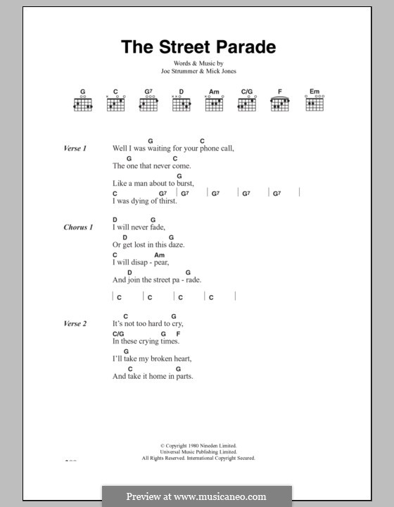 The Street Parade (The Clash): Lyrics and chords by Joe Strummer, Mick Jones