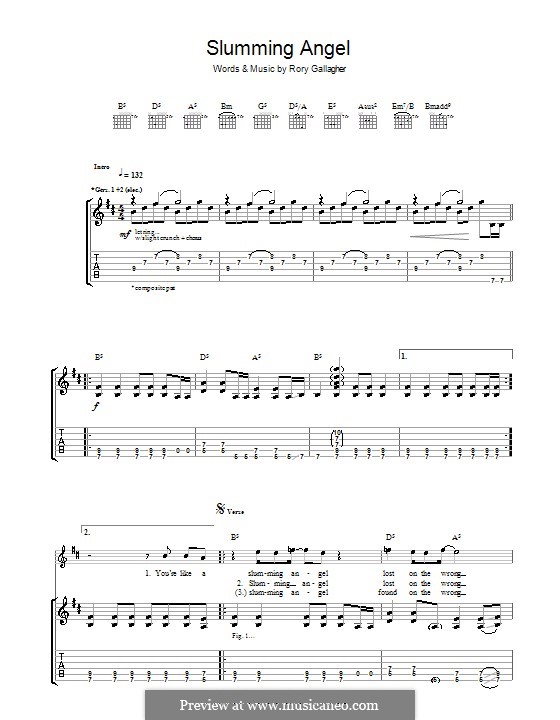 Slumming Angel: For guitar with tab by Rory Gallagher