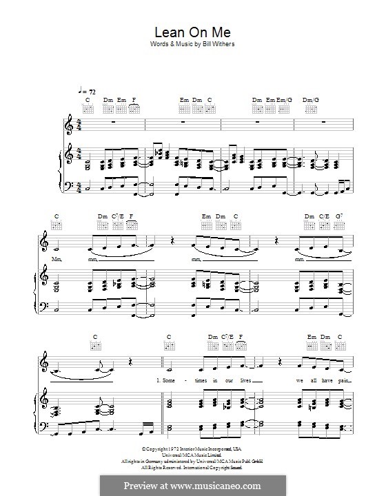 Vocal version: For voice and piano (or guitar) by Bill Withers