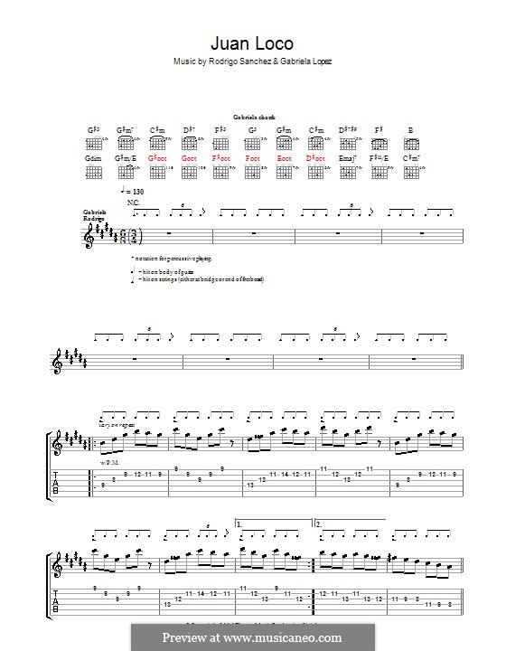 Juan Loco: For guitar with tab by Gabriela Lopez, Rodrigo Sánchez