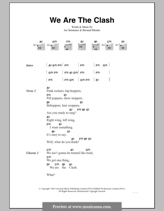 We are the Clash (The Clash): Lyrics and chords by Bernard Rhodes, Joe Strummer