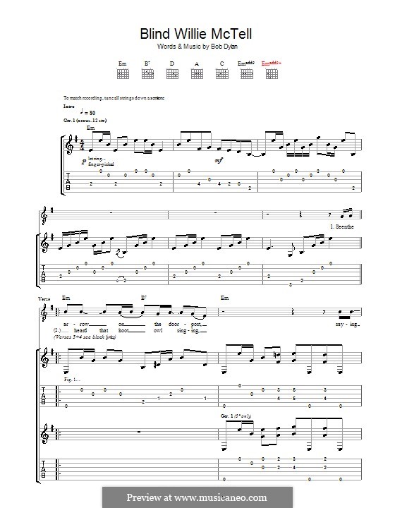 Blind Willie McTell: For guitar with tab by Bob Dylan