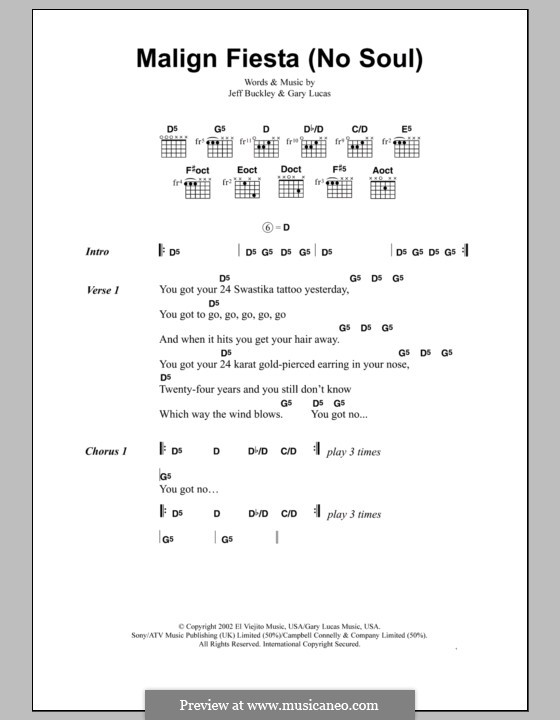 Malign Fiesta (No Soul): Lyrics and chords by Gary Lucas