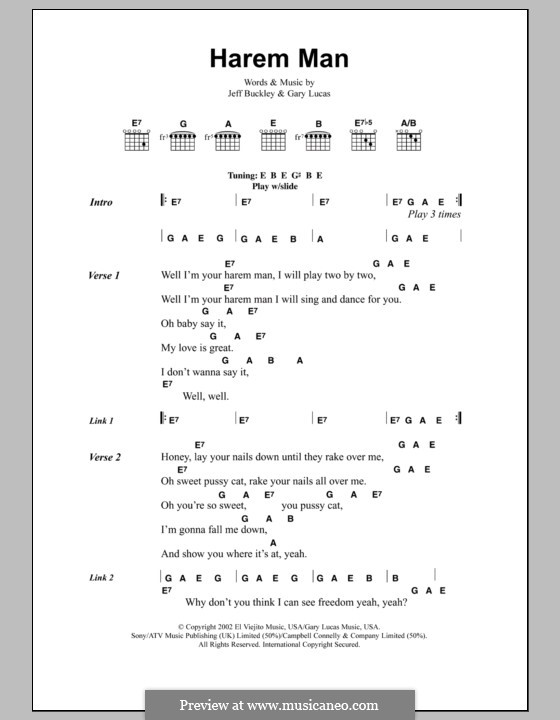 Harem Man: Lyrics and chords by Gary Lucas