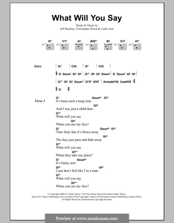 What Will You Say (Jeff Buckley): Lyrics and chords by Carla Azar, Christopher Dowd