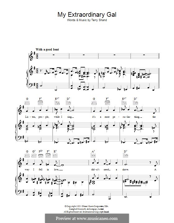 My Extraordinary Gal: For voice and piano (or guitar) by Terry Shand