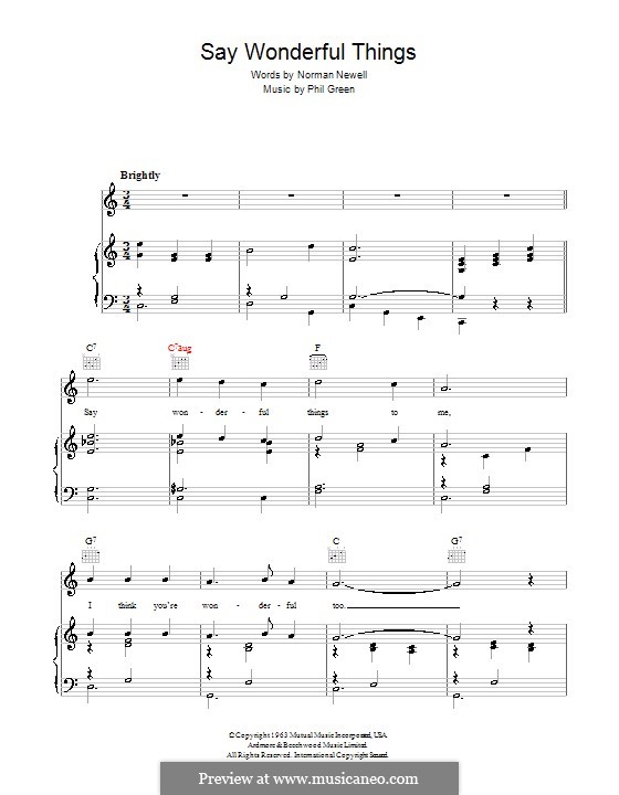 Say Wonderful Things: For voice and piano (or guitar) by Phil Green