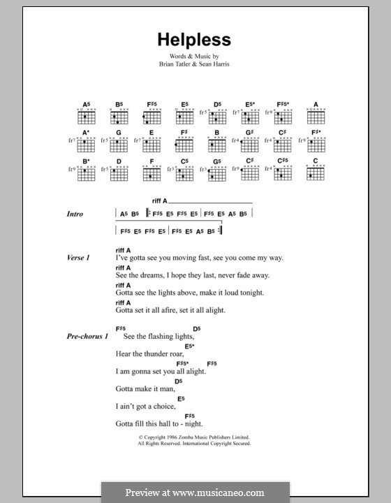 Helpless (Metallica): Lyrics and chords by Brian Tatler, Sean Lindon Harris