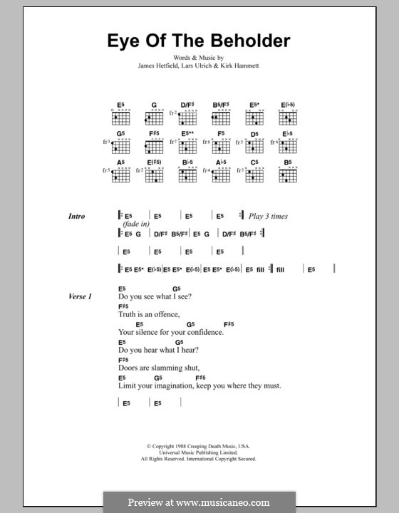 Eye of the Beholder (Metallica): Lyrics and chords by James Hetfield, Kirk Hammett, Lars Ulrich