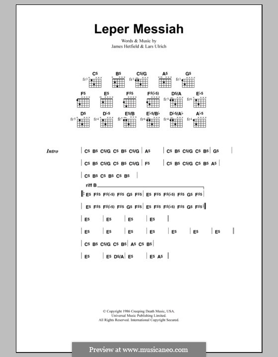 Leper Messiah (Metallica): Lyrics and chords by James Hetfield, Lars Ulrich