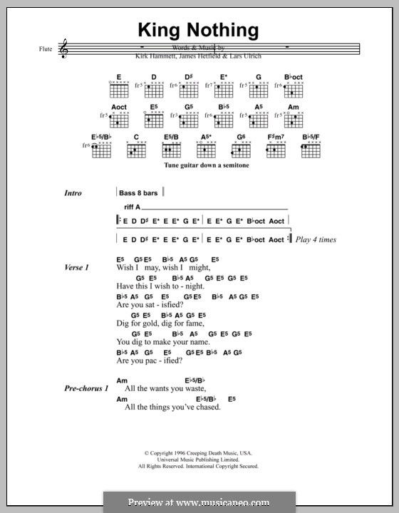 King Nothing (Metallica): Lyrics and chords by James Hetfield, Kirk Hammett, Lars Ulrich