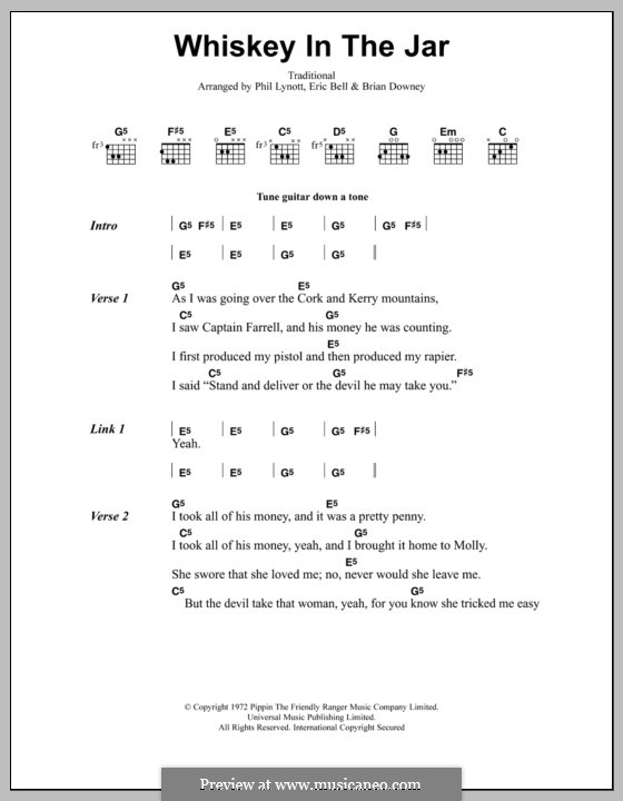 Whiskey in the Jar: Lyrics and chords by folklore