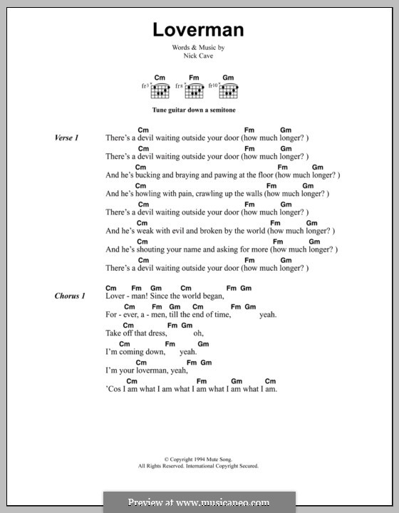 Loverman: Lyrics and chords (Metallica) by Nick Cave