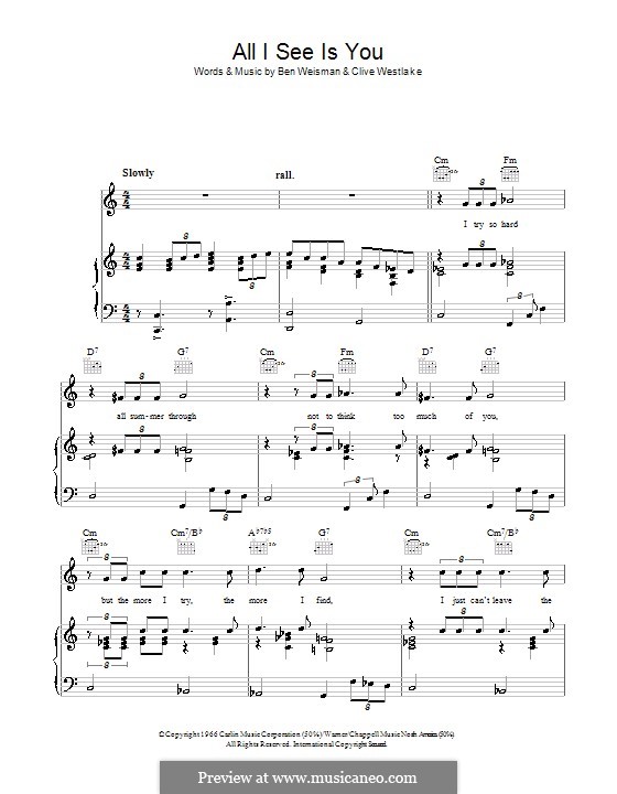 All I See Is You: For voice and piano (or guitar) by Ben Weisman