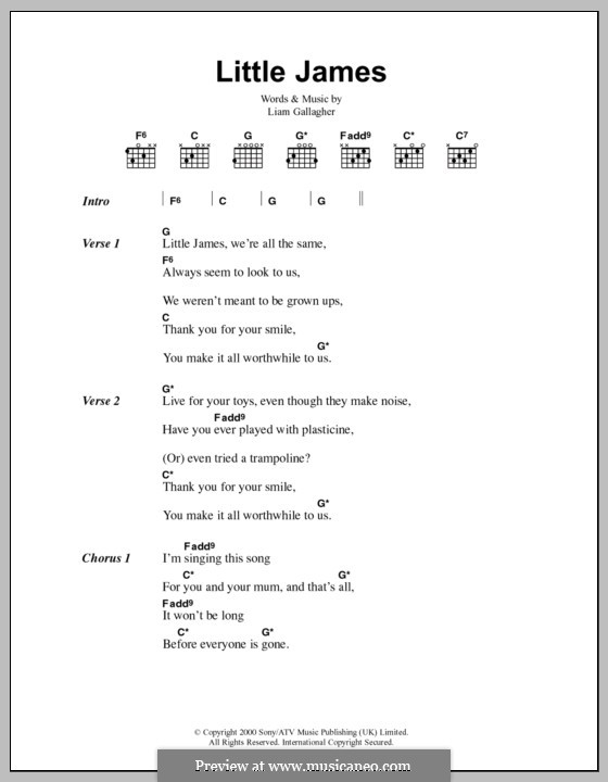 Little James (Oasis): Lyrics and chords by Liam Gallagher