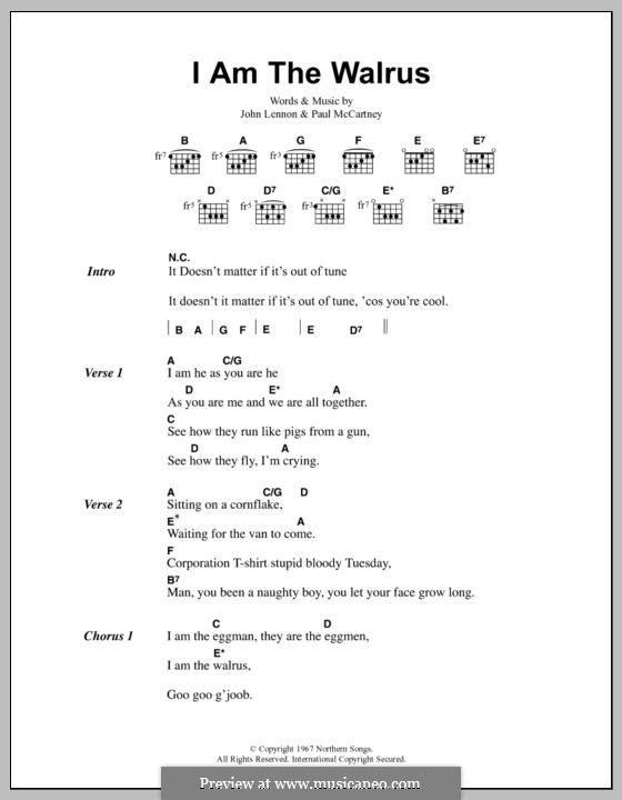 I am the Walrus (The Beatles): Lyrics and chords by John Lennon, Paul McCartney