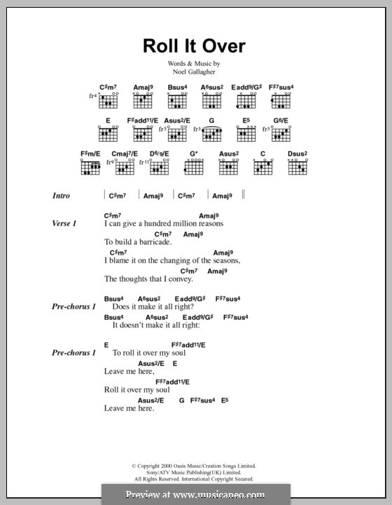 Roll it Over (Oasis): Lyrics and chords by Noel Gallagher