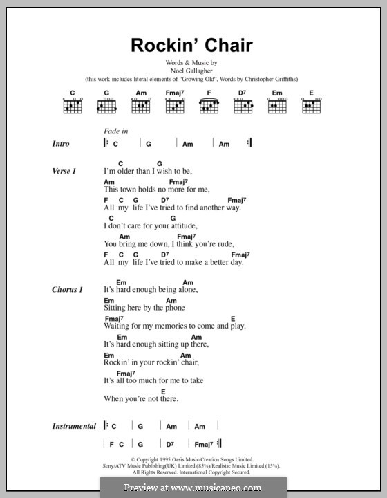 Rockin' Chair (Oasis): Lyrics and chords by Noel Gallagher