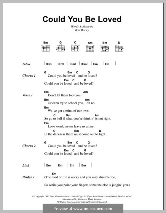 Could You Be Loved (Bob Marley and The Wailers): Lyrics and chords by Bob Marley