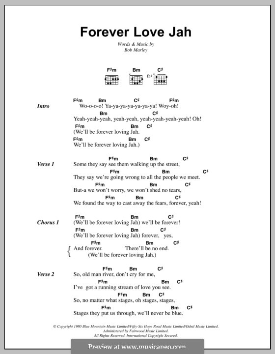 Forever Loving Jah: Lyrics and chords by Bob Marley