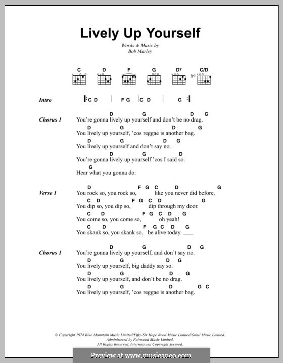 Lively Up Yourself: Lyrics and chords by Bob Marley