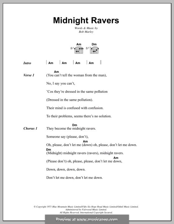 Midnight Ravers: Lyrics and chords by Bob Marley