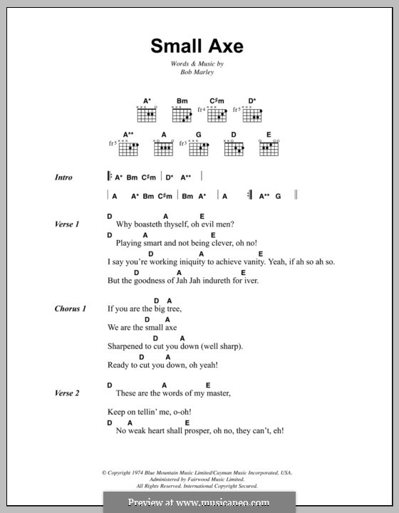 Small Axe: Lyrics and chords by Bob Marley