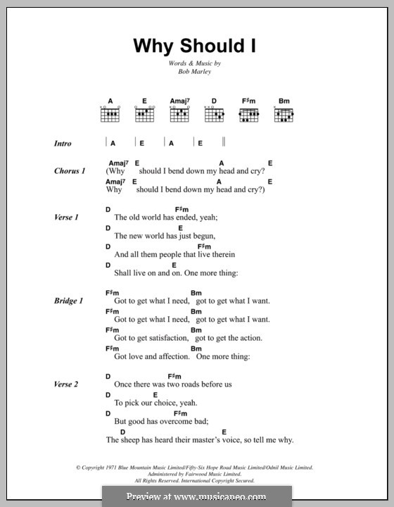 Why Should I: Lyrics and chords by Bob Marley