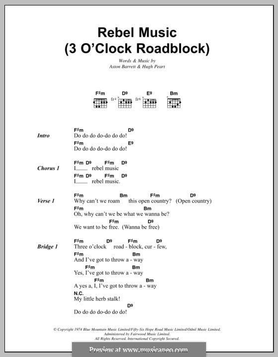 Rebel Music (3 O'Clock Roadblock): Lyrics and chords by Aston Barrett, Hugh Peart
