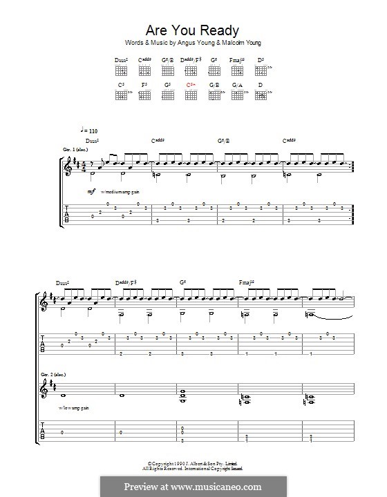 Are You Ready (AC/DC) by A. Young, M. Young - sheet music on MusicaNeo