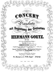 Concerto for Piano and Orchestra, Op.18: For two pianos four hands by Hermann Goetz