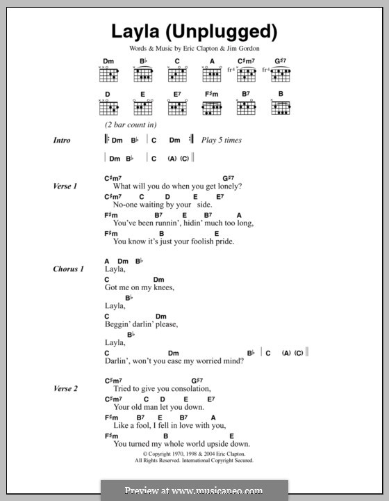 Layla (Derek and The Dominos): Lyrics and chords by Jim Gordon