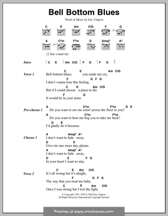 Bell Bottom Blues (Derek and The Dominos): Lyrics and chords by Eric Clapton
