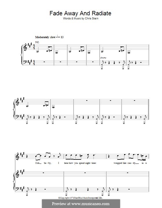 Fade Away and Radiate (Blondie): For voice and piano (or guitar) by Chris Stein