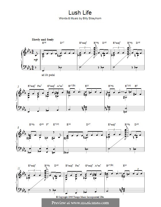 Lush Life: For piano by Billy Strayhorn