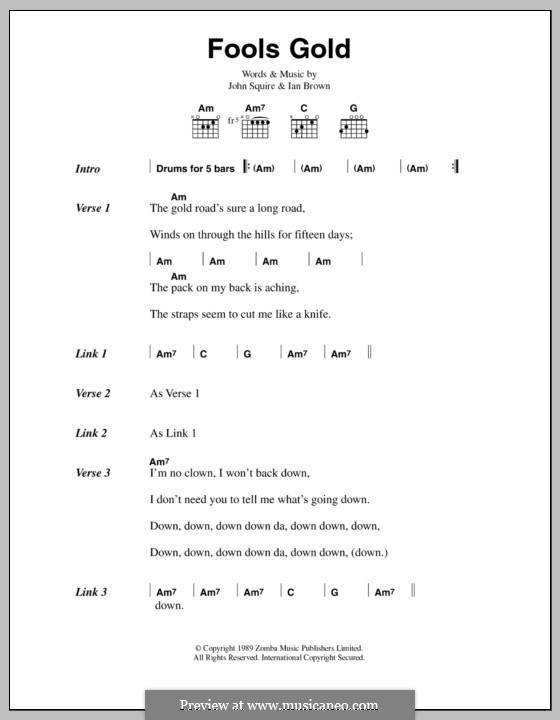 Fool's Gold (The Stone Roses): Lyrics and chords by Ian Brown, John Squire