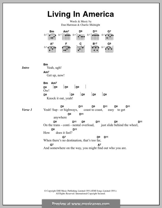 Living in America (from Rocky): Lyrics and chords by Charlie Midnight, Dan Hartman